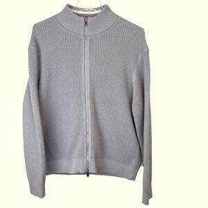 Theory‎ Gary Jkt Mens XL Grey Cashton Cotton Cashmere Full Zip Knit Sweater